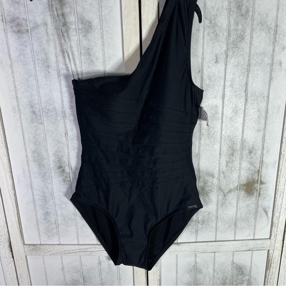 Calvin Klein Standard Shoulder Strap Starburst Pleating One Piece Swimsuit 8 - Picture 14 of 14